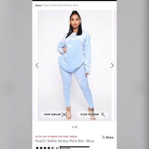 Feelin' Softie Velour Pant Set - Blue